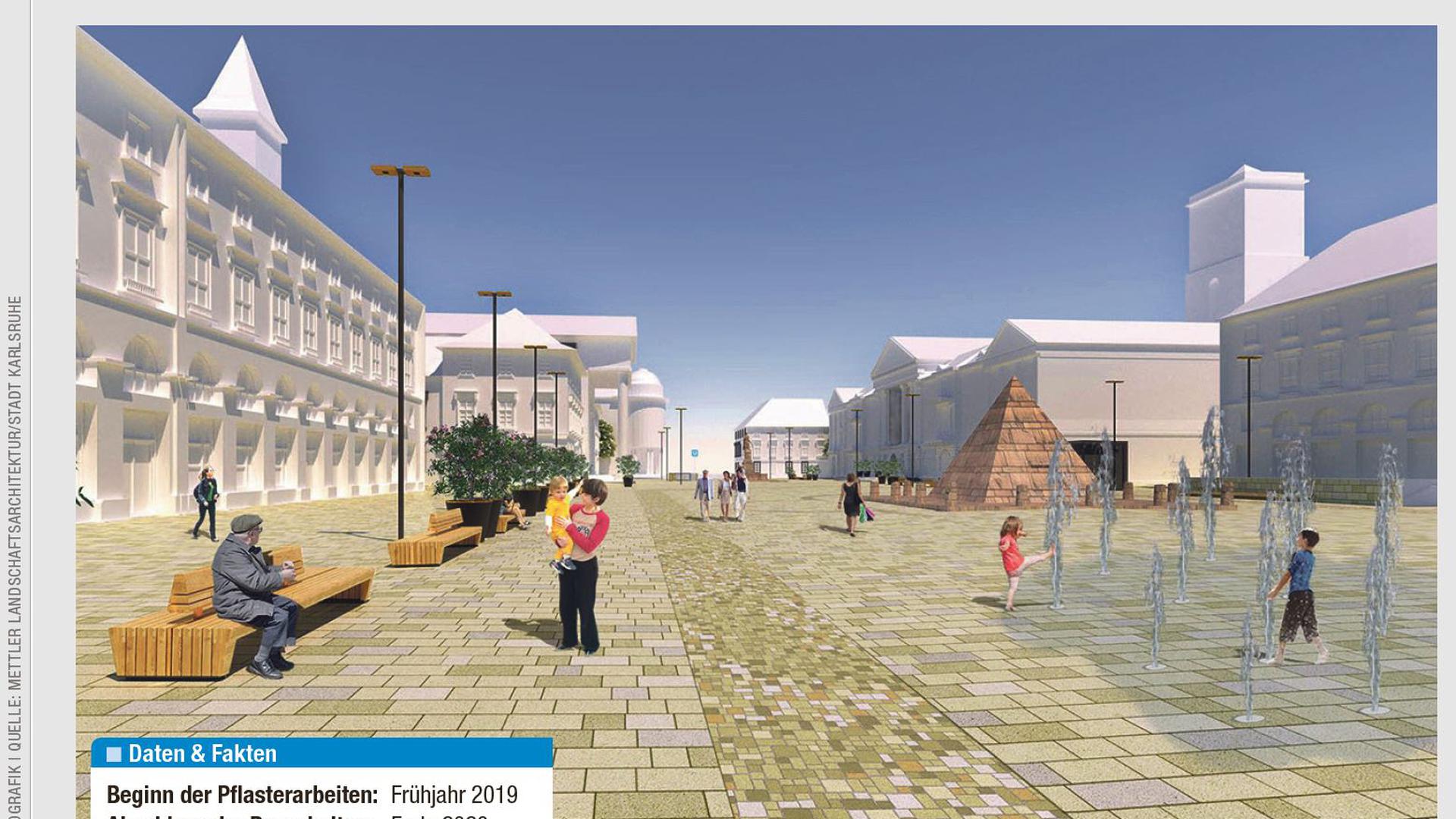 So soll der Karlsruher Marktplatz in Zukunft aussehen.