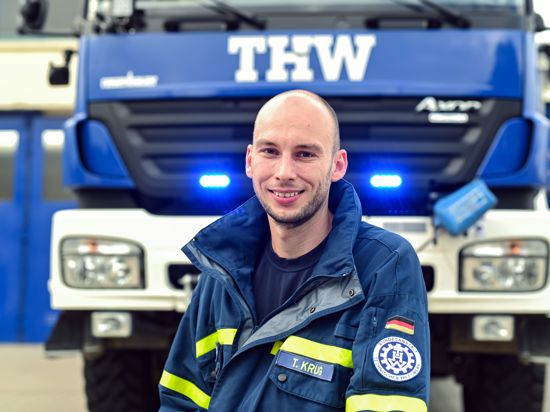 Thomas Krug ist Zugführer des THW in Karlsruhe. Er sagt: „Ohne ein gutes Team geht gar nichts“. 