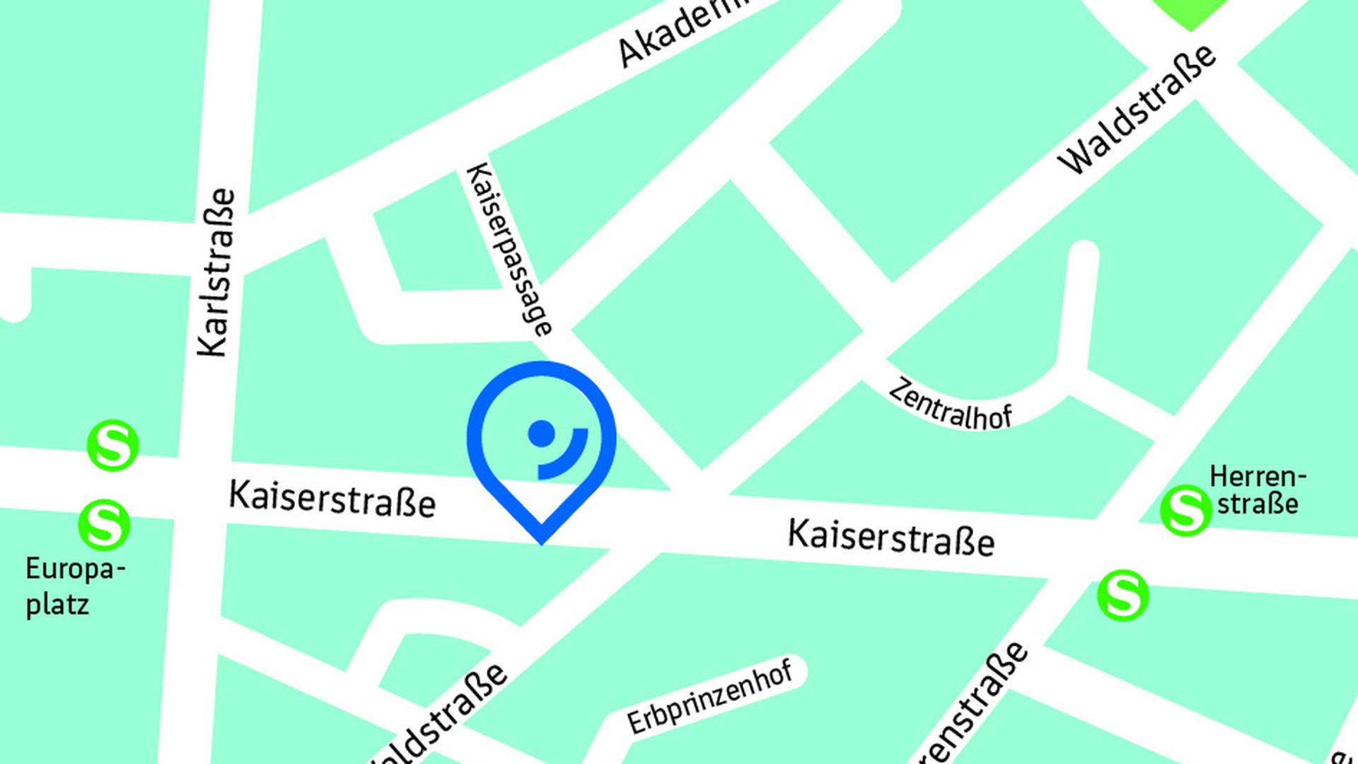 Ausschnitt Karte Kaiserstraße Filiale BBBank 