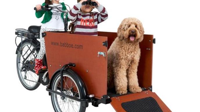Auch für einen Ausflug mit dem vierbeinigen Familienmitglied bieten die E-Lastenräder von Babboe Platz.