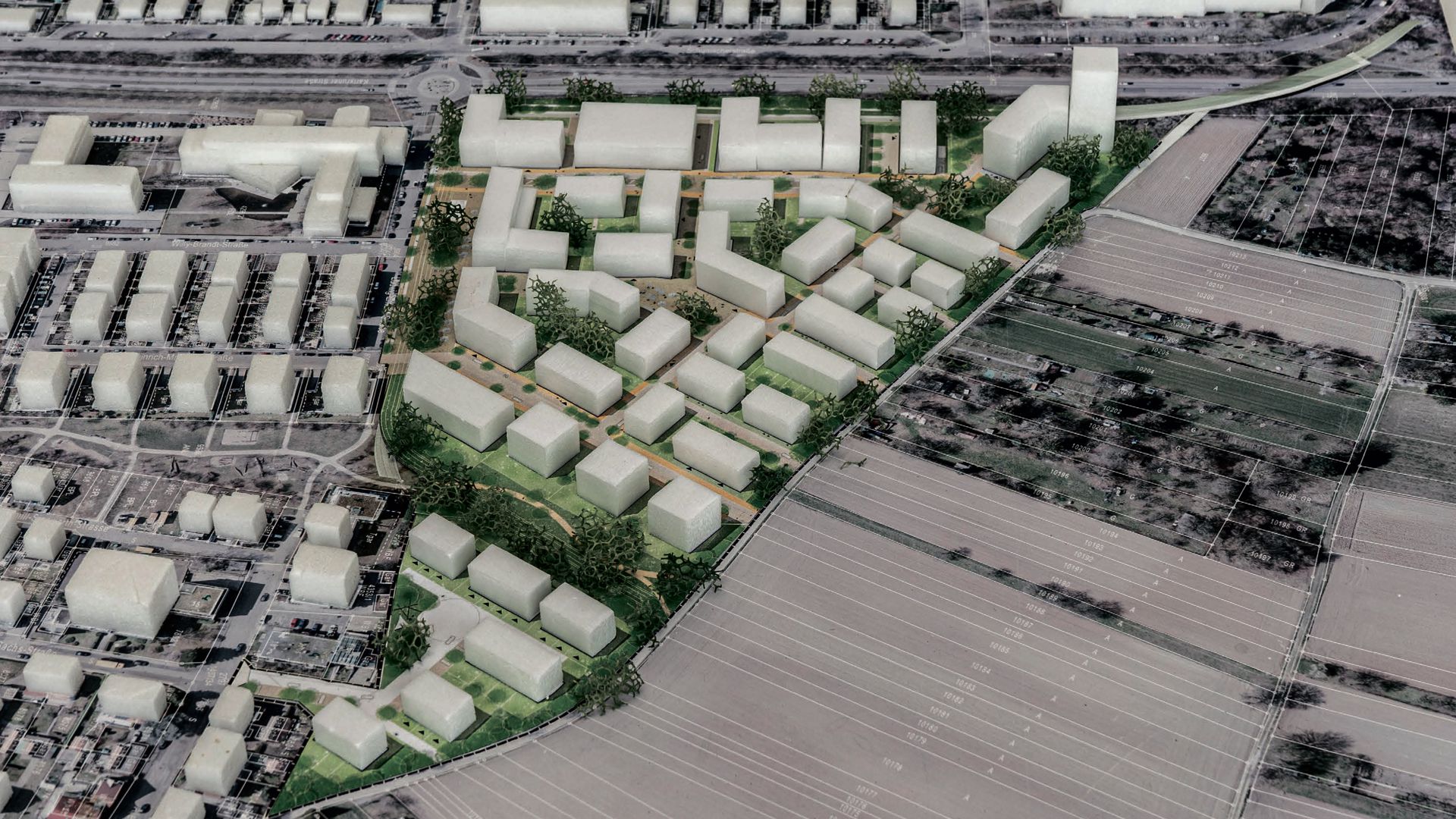 Modell des künftigen Baugebietes „Schleifweg/Kaserne Nord“