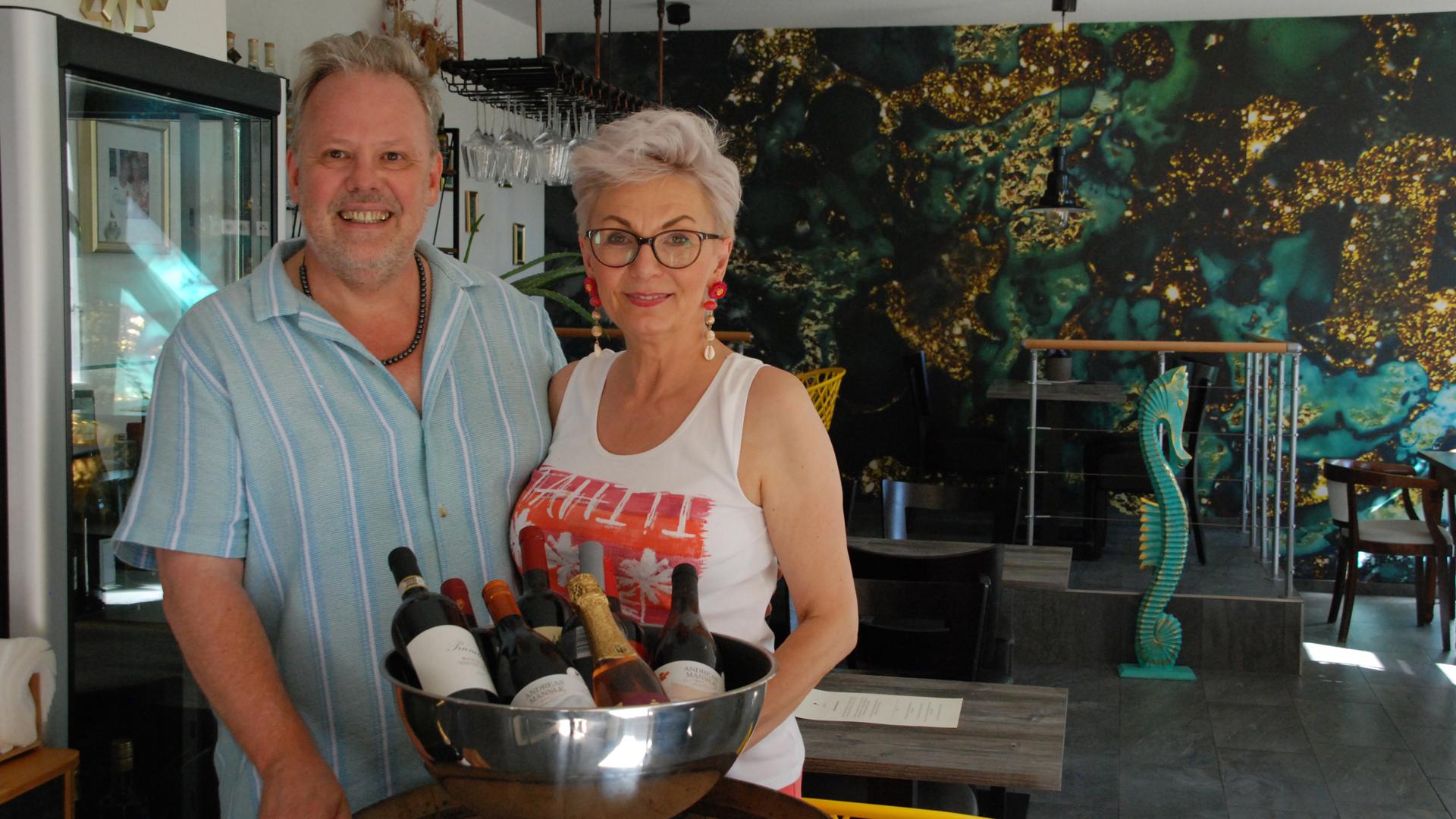 Michael Hinzmann und Margarete Schenzielorz vom „Dicker Onkel“, Café und Weinbar, in Ettlingen
