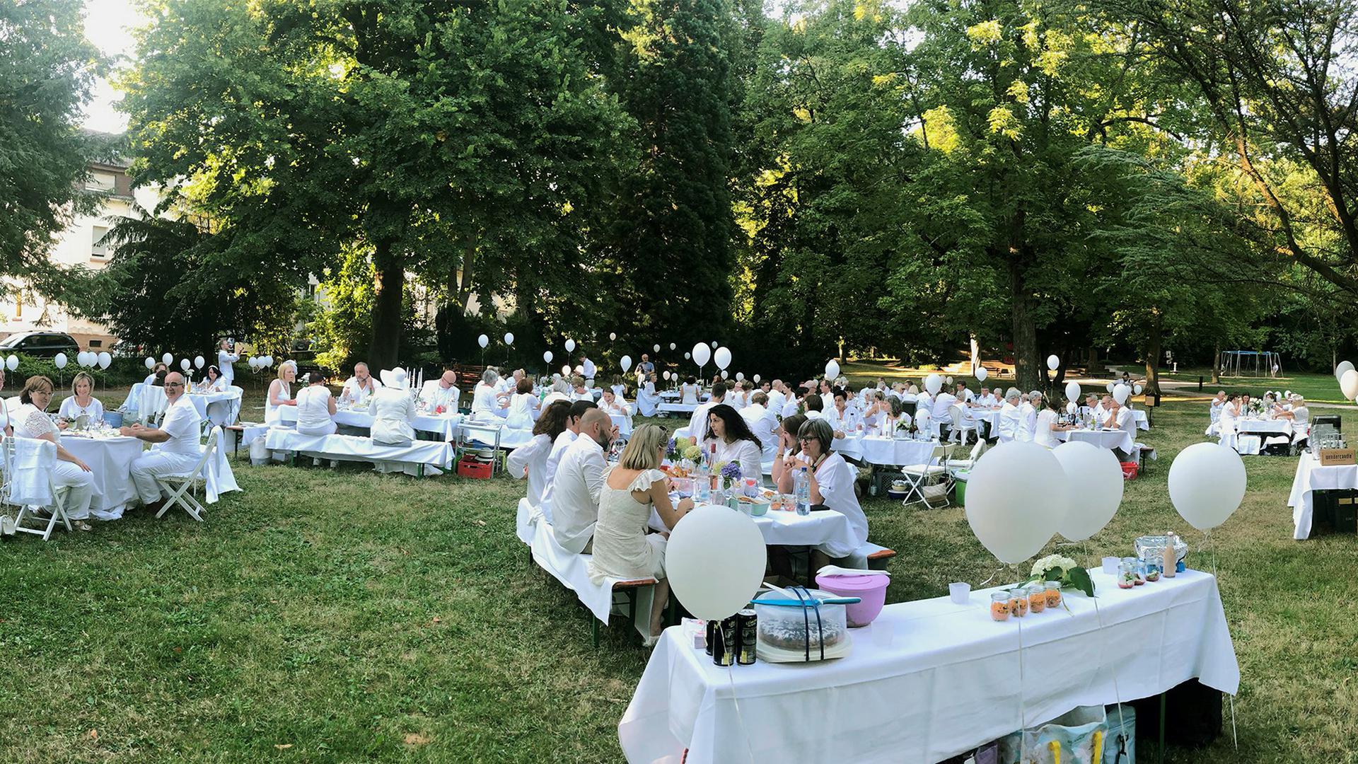 Der Watthaldenpark bildet die märchenhafte Kulisse für das siebte Diner en blanc des Rotary Clubs Karlsruhe-Albtal.