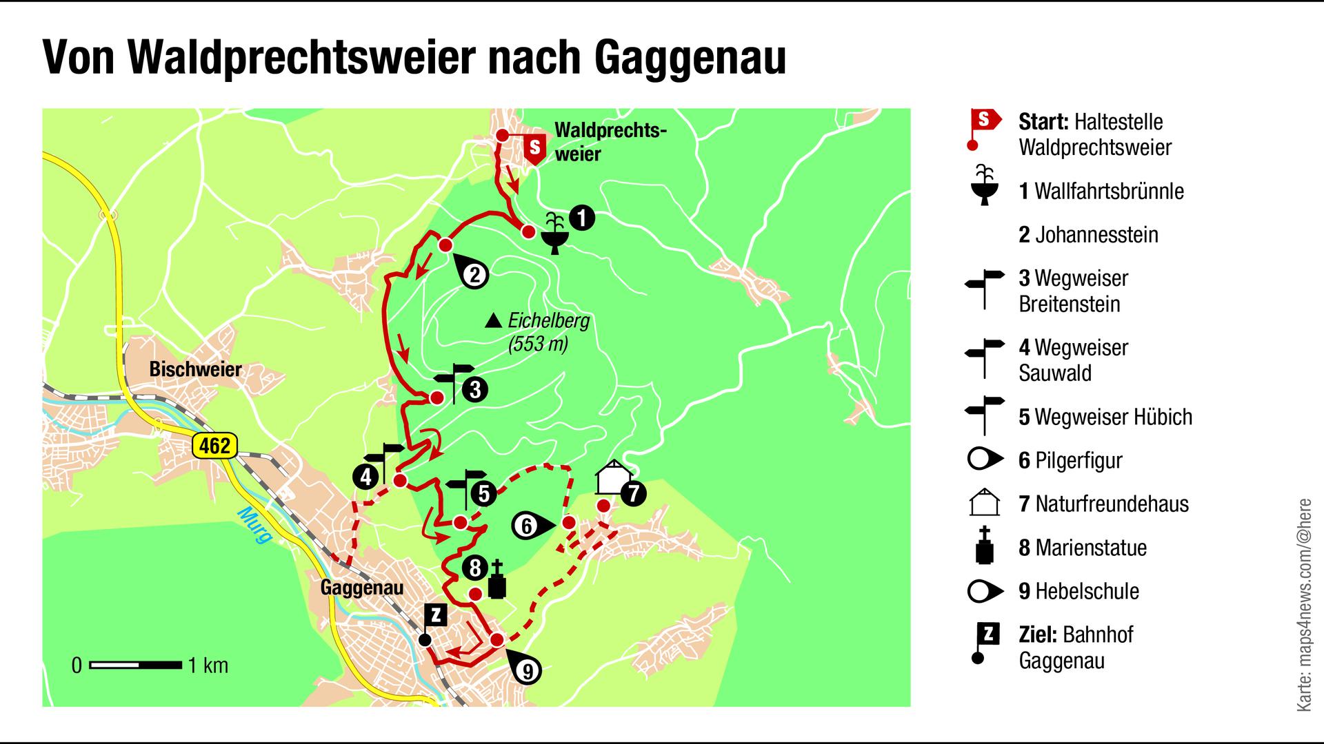 Wandern auf dem Jakobsweg: Von Waldprechtsweier nach Gaggenau
