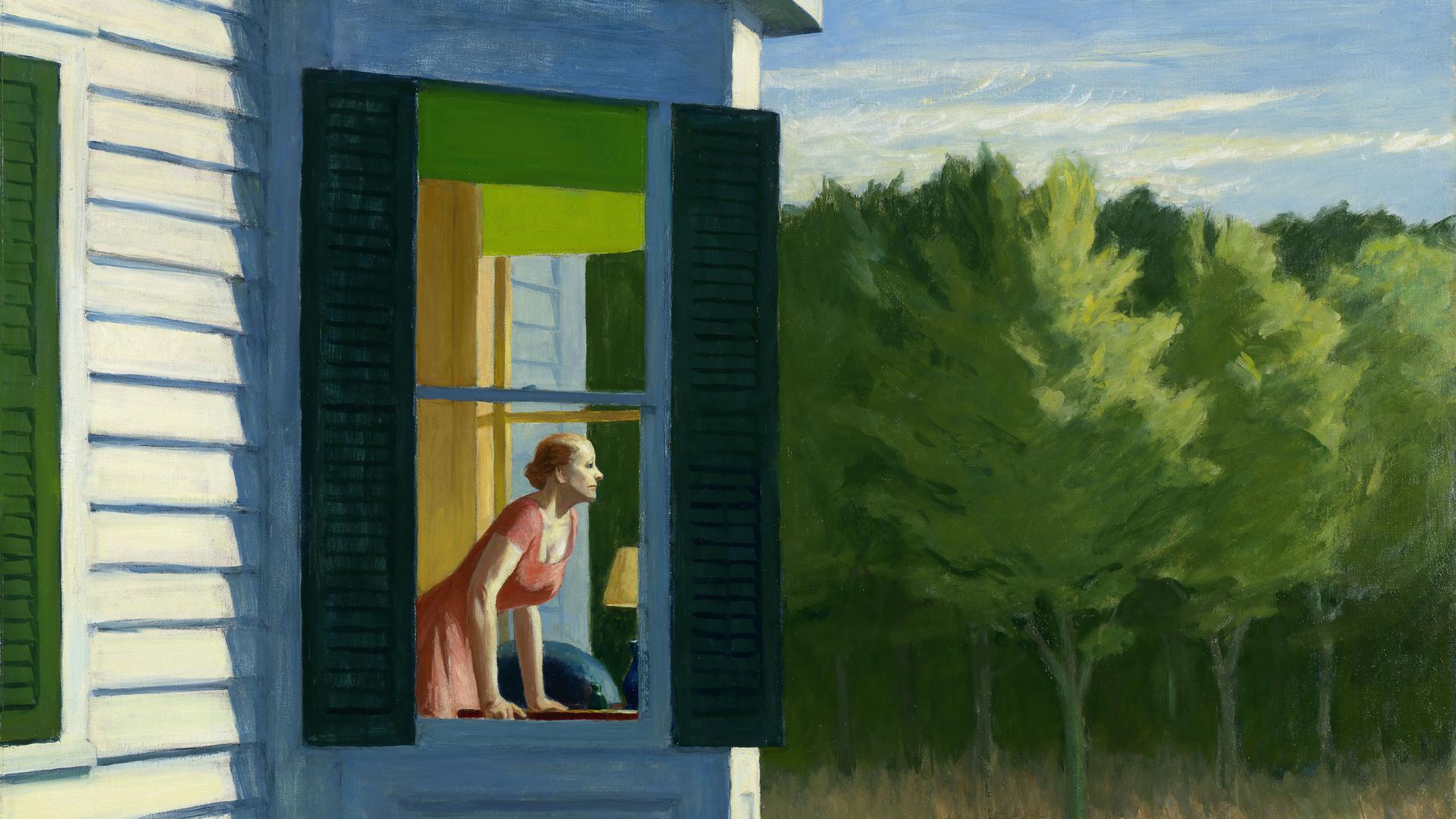 Was erwartet sie? Der Blick auf etwas, was sich dem Betrachter des Bildes entzieht, ist ein wesentliches Merkmal der Malereien von Edward Hopper auch auf dem Gemälde "Cape Cod Morning" (Morgen in Cape Cod) von 1950.