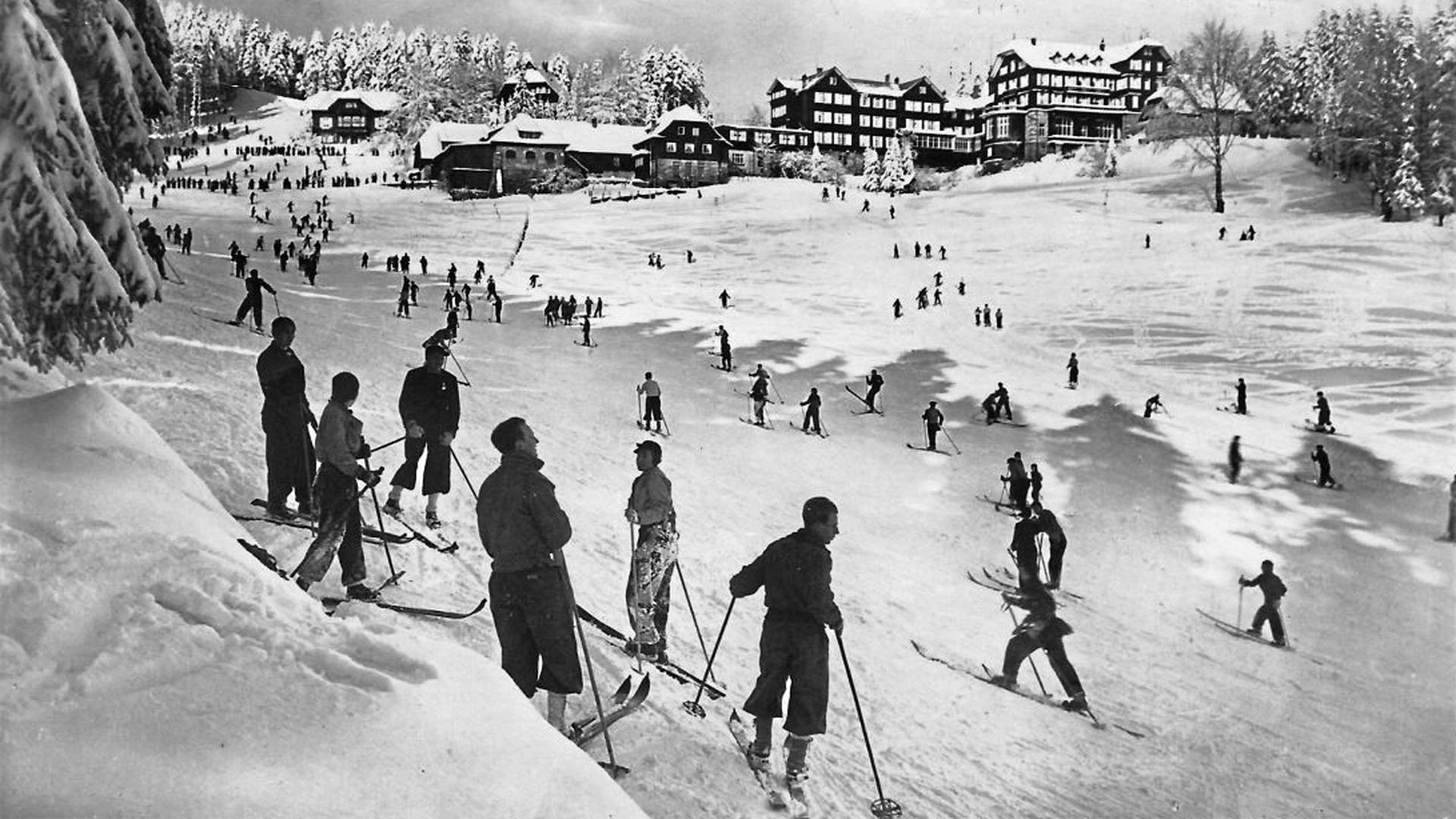 Skifahrer waren am Mehliskopf schon Ende der 20er-Jahre unterwegs. Das Foto zeigt den Hang am Hundseck – damals noch ohne Skilift.