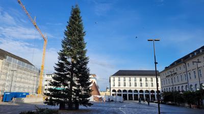 Weihnachtsbaum auf dem Karlsruher Marktplatz