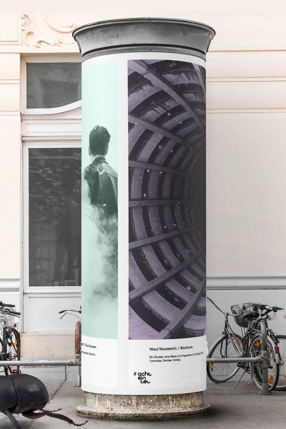 So könnte das „LitfassMuseum“ aussehen: Hochformatige Kunstplakate im öffentlichen Raum, gestaltet von Künstlern aus der Region und finanziert von der Gemeinschaft.