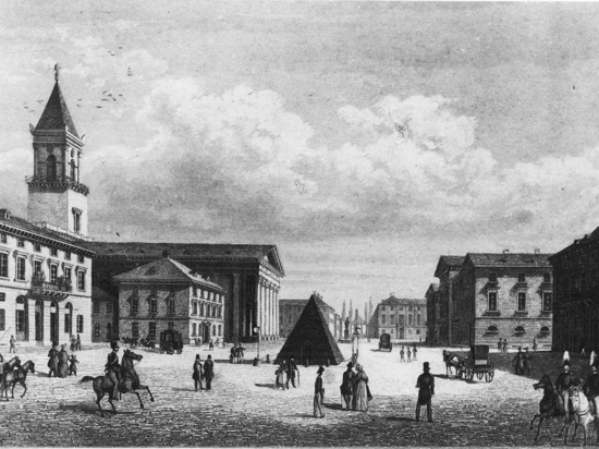 Zeichnung des Marktplatzes aus dem Jahr 1835.