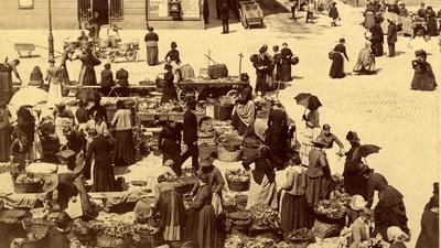 Das Treiben auf dem Karlsruher Markt beherrschten früher vor allem Frauen.