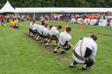 Das deutsche Team kämpft am 29.07.2017 in Breslau (Polen) bei den «World Games» in der Disziplin Tauziehen gegen das schwedische Team.