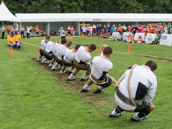 Das deutsche Team kämpft am 29.07.2017 in Breslau (Polen) bei den «World Games» in der Disziplin Tauziehen gegen das schwedische Team.
