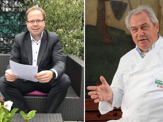 Michael Kant (l.) und Waldemar Fretz vom Dehoga sehen Lieferando einerseits als Risiko, andererseits aber auch als große Chance für Gastronomen.