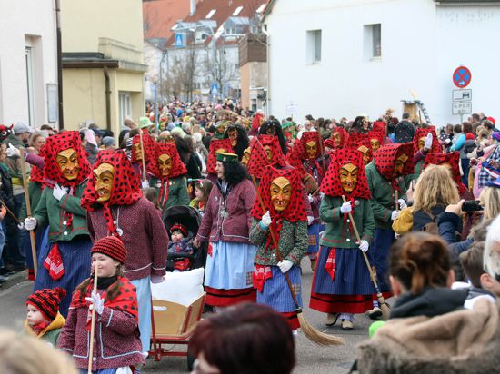 Am 9. Februar 2020 zieht die Hottscheck-Narrenzunft als Ausrichter des Grötzinger Narrensprungs durch den historischen Ortskern.