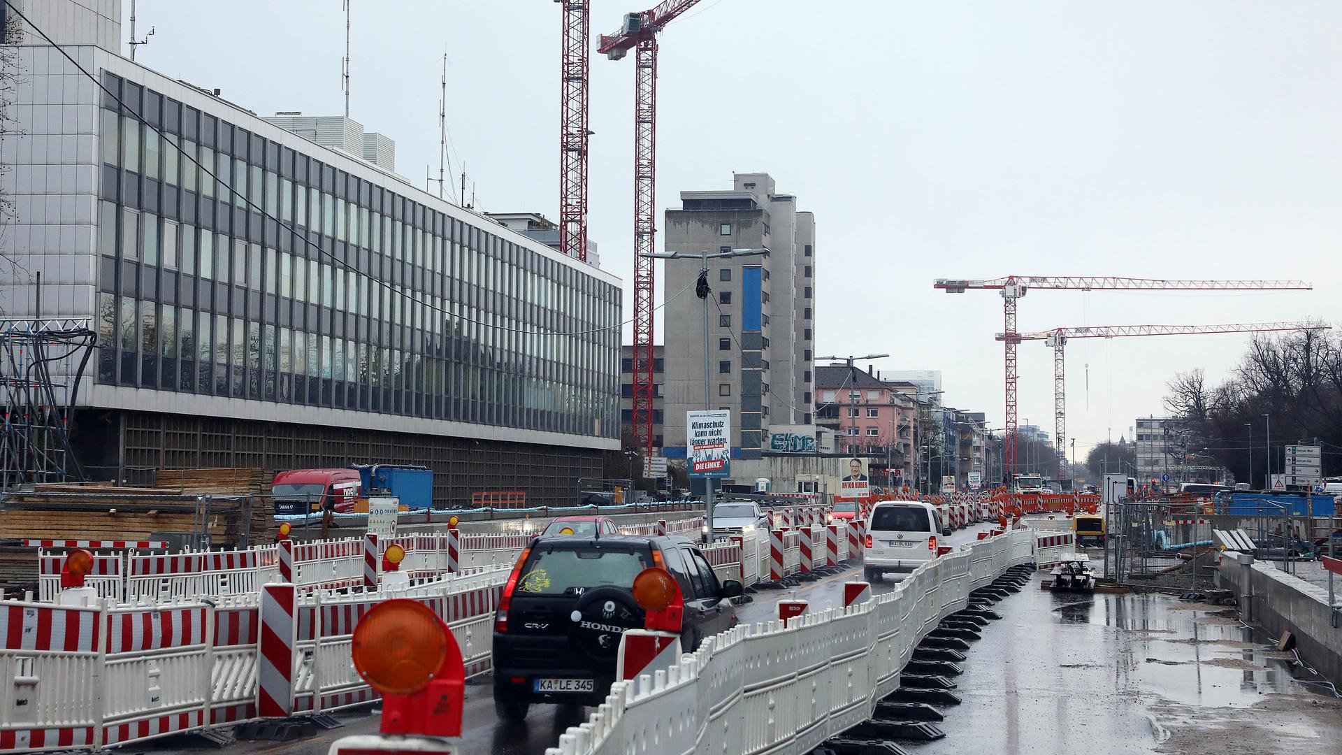 Kranstraße: Der künftige City-Boulevard ist und bleibt auf Jahre die Karlsruher Achse, an der sich viel dreht. Große Neubauten werden dort wachsen.
