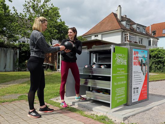 Eine kostenlose Sportbox steht beim TSV Bulach in Karlsruhe. 