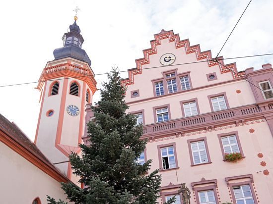 Es weihnachtet – noch nicht sehr, aber früh. Der Weihnachtsbaum vor dem Durlacher Rathaus wurde bereits am 2. November aufgestellt.