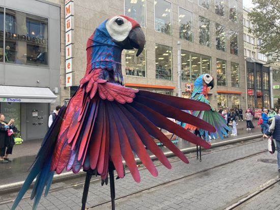 Papageienfigur beim Stadtfest in Karlsruhe