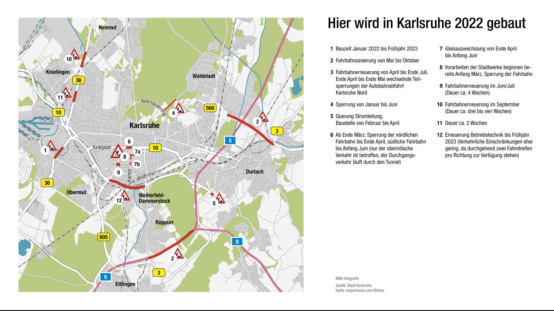 Übersicht über die Baustelle in Karlsruhe
