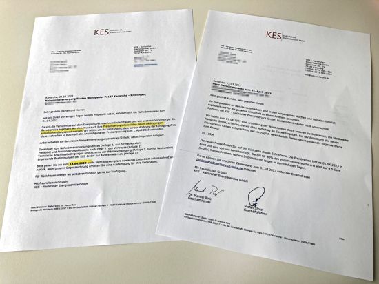 Foto von zwei Briefen der KES