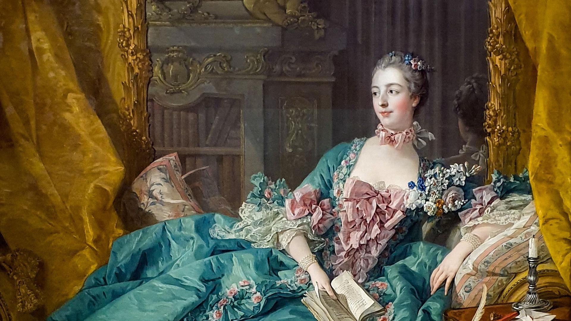 Bild der Madame de Pompadour in prachtvoller Robe.