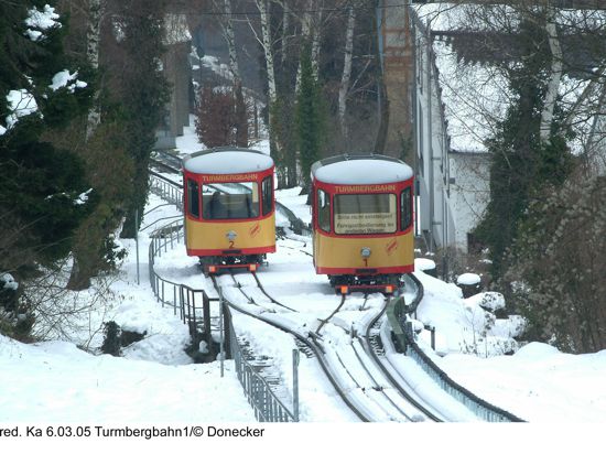 Archivfoto vom 6.3.2005: Turmbergbahn im Winter
