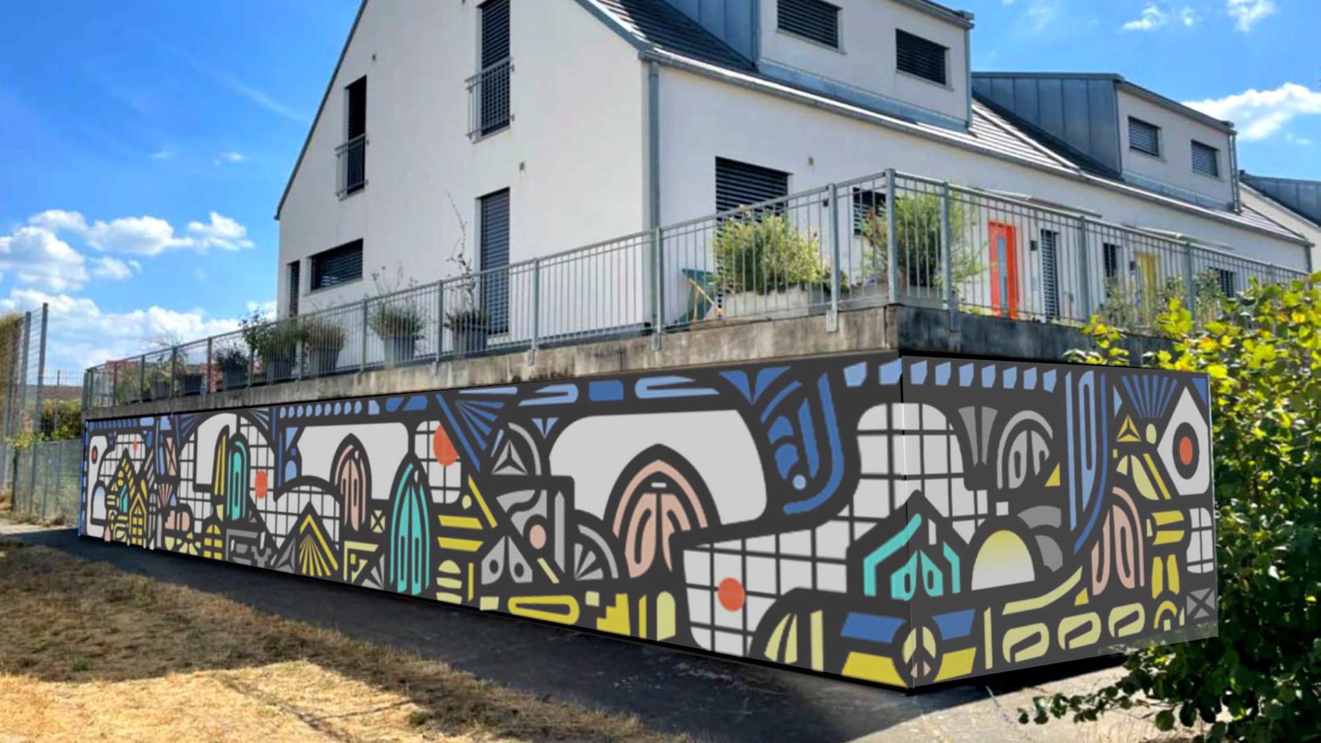 Ein Haus mit Bunker und Kunst eines Street-Artists