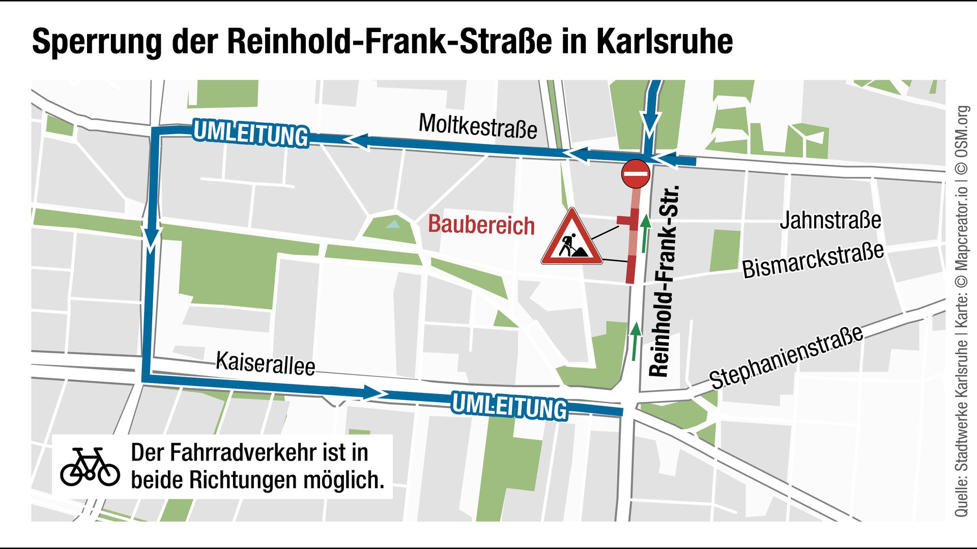 Reinhold-Frank-Straße in Karlsruhe wird erneut zum Nadelöhr 