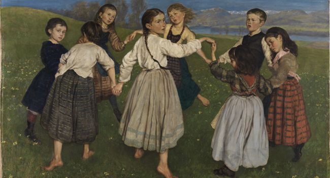 Hans Thoma (1839-1924): Kinderreigen, 1872, Öl auf Leinwand, Staatliche Kunsthalle, Karlsruhe