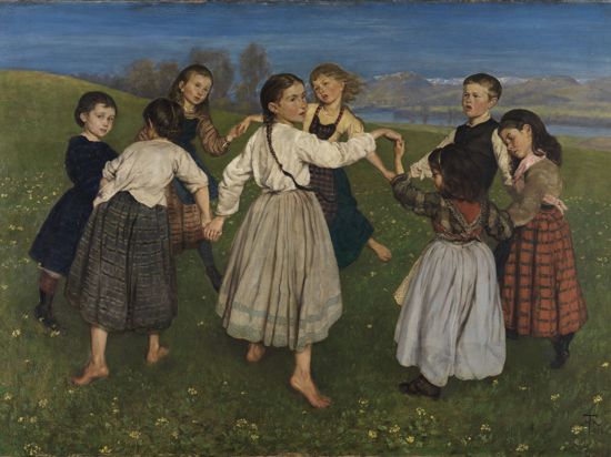 Hans Thoma (1839-1924): Kinderreigen, 1872, Öl auf Leinwand, Staatliche Kunsthalle, Karlsruhe