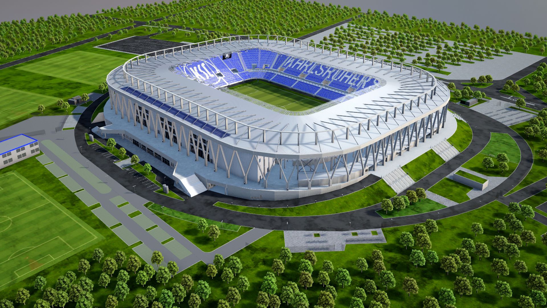 Modell zeigt das neue Wildparkstadion in Karlsruhe. 