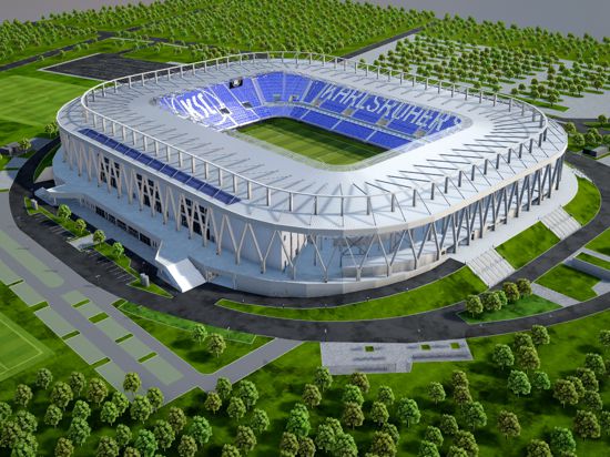 Modell zeigt das neue Wildparkstadion in Karlsruhe. 