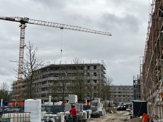 9.3.2023 Oberreut Wohnungsbau der Volkswohnung Karlsruhe in der südlichen Woerishofferstraße