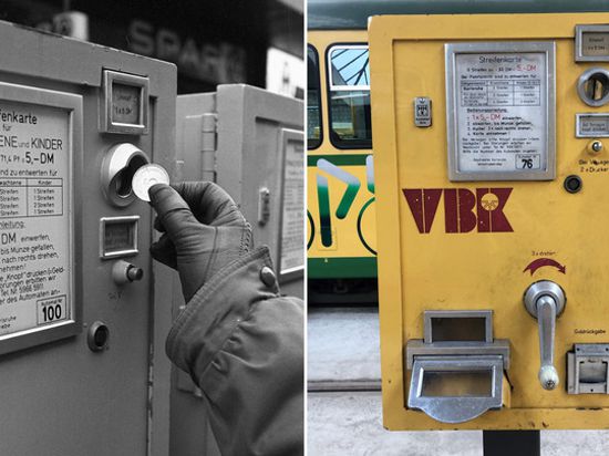 Fahrkartenautomat mit Drehkurbel 