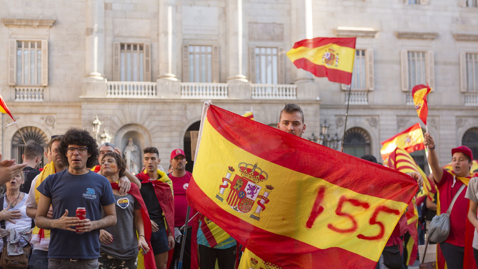 Spanien Katalonien Flaggge Spanien Menschen
