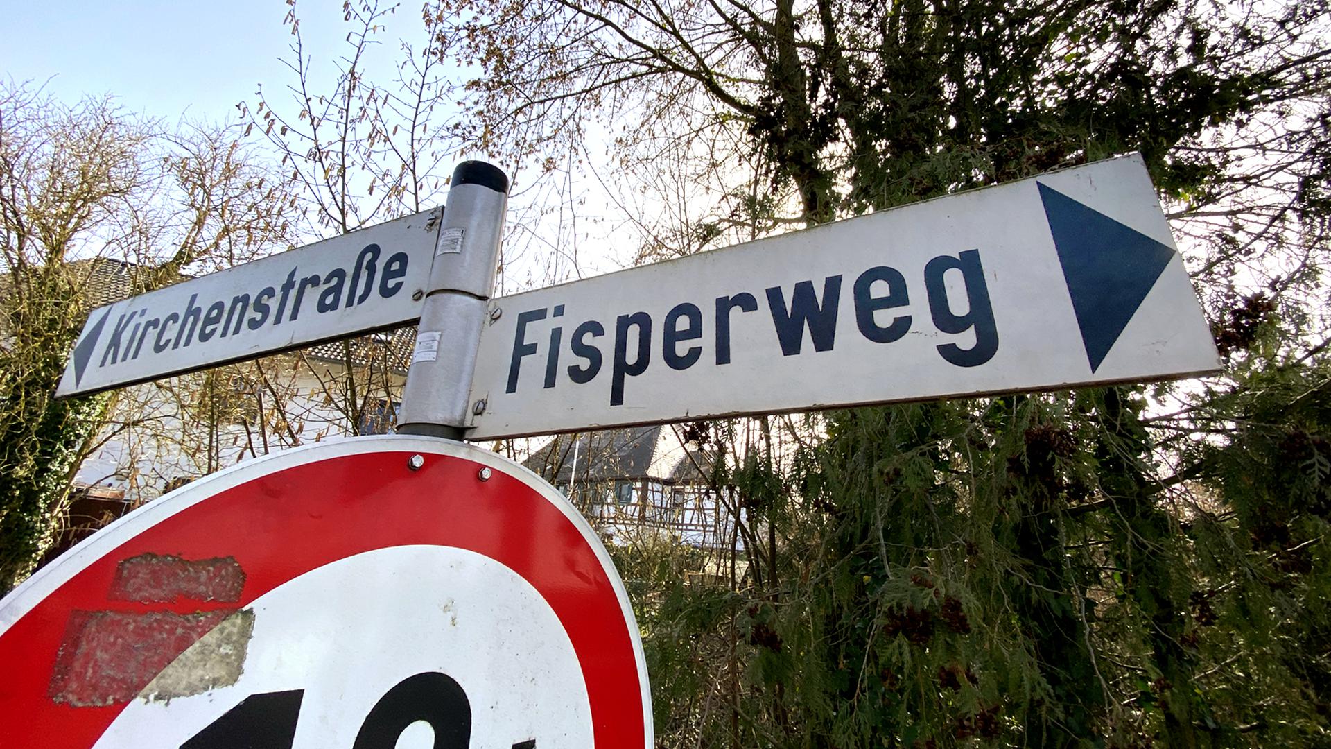 23.02.2021 Ungewöhnliche Straßennamen: Eggenstein Straßenschild „Fisperweg“