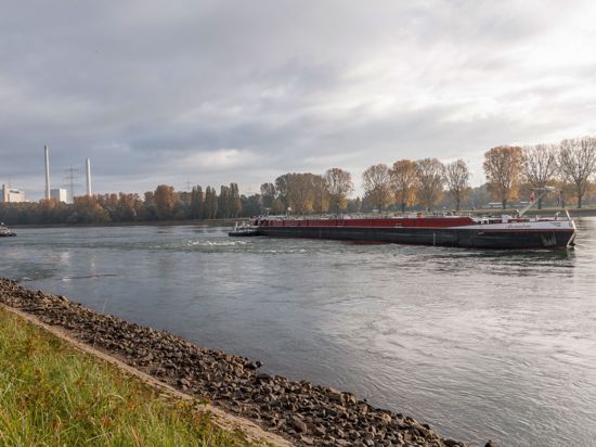 Zwei Schiffe haben sich auf dem Rhein bei Hagenbach in Rheinland-Pfalz festgefahren.