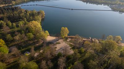 Baggersee Weingarten Luftaufnahme Drohne Breitheide See Sommer Schwimmen 