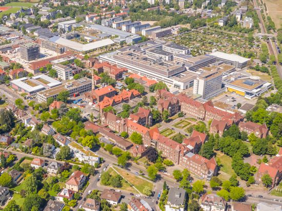 Das Klinikum Karlsruhe in einer Luftaufnahme.