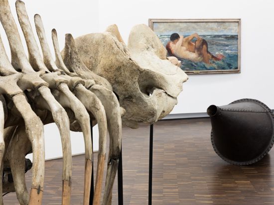 Bei der Ausstellung „Schön und gefährlich“ sind ein Walskelett, eine Hochseeboje und die Sirene von Max Klinger zu sehen. 