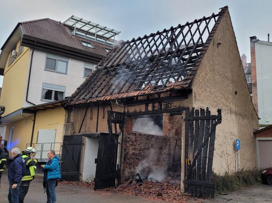Eine brennende Scheune hat am Dienstag zu einem großen Feuerwehreinsatz in Pfinztal-Söllingen geführt.