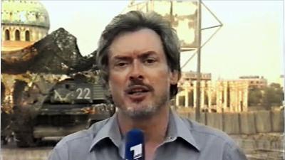 Walter Brähler aus Pfinztal, früherer ARD-Korrespondent, bei einer Live-Schalte aus Bagdad (Irak)