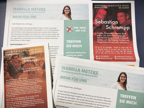 Wahlwerbung voin Isabella Metzke und Sebastian Schrempp aus dem Rheinstettener Amtsblatt