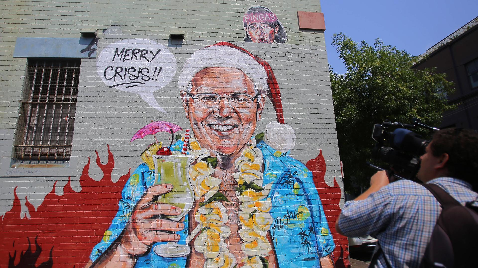Weihnachten Down Under: In Sydney grüßte 2019 der Premier von einem Graffiti und wünschte allen ein sommerlich, fröhliches Fest. 