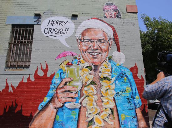 Weihnachten Down Under: In Sydney grüßte 2019 der Premier von einem Graffiti und wünschte allen ein sommerlich, fröhliches Fest. 
