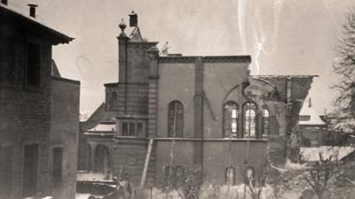 Die eindrucksvolle Synagoge von Bruchsal wurde im November 1938 während der Pogromnacht zerstört.