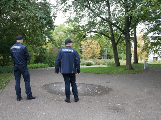 2 Herren der Polizeibehörde in einem Park