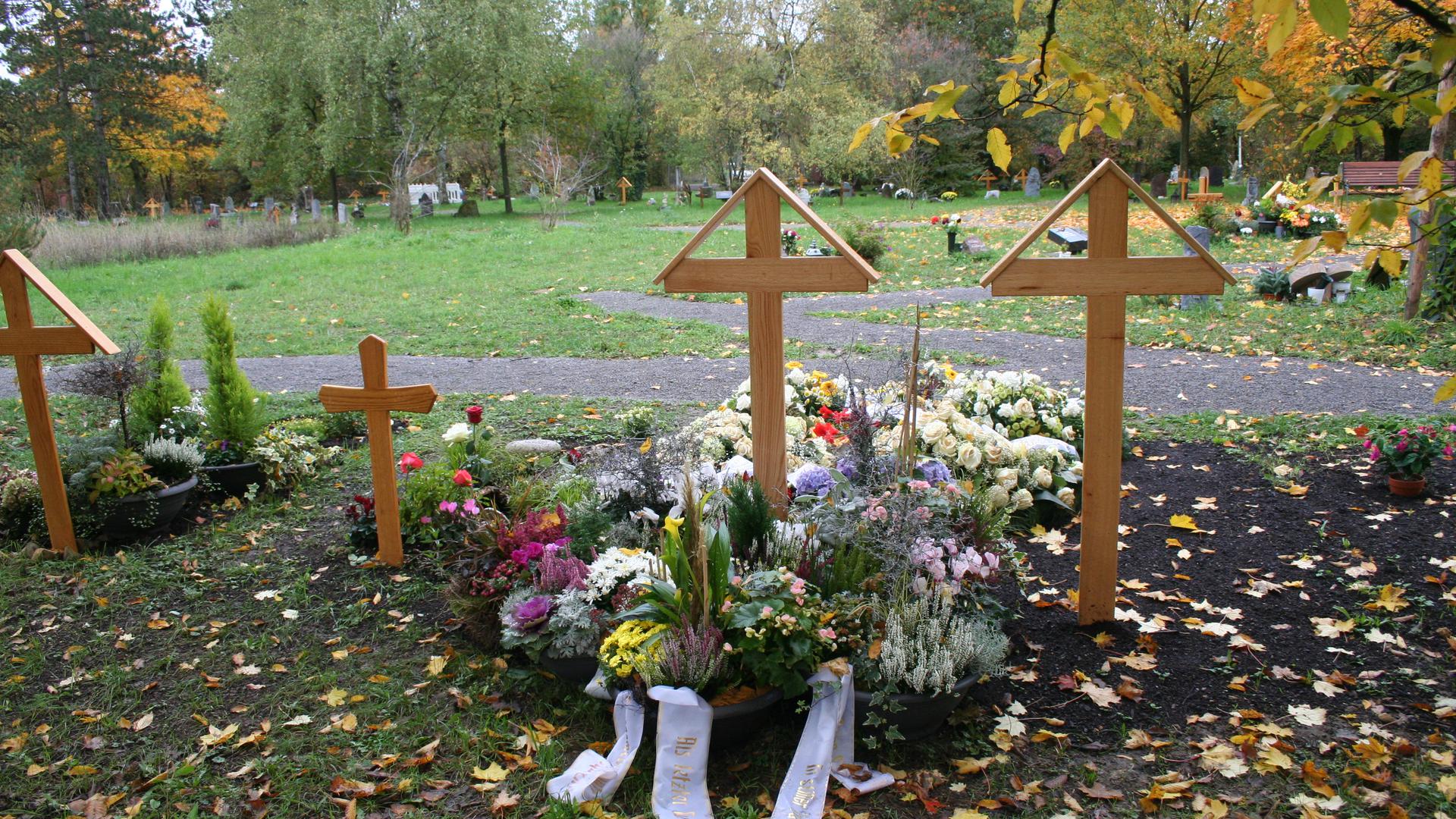 Friedhof mit Sarg- und Urnengräbern