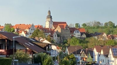Blick auf Gochsheimer Häuser und Schloss