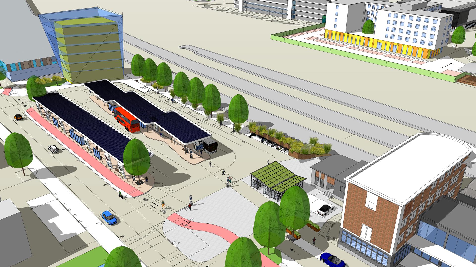 Simulation des neuen Busbahnhofs Bruchsal